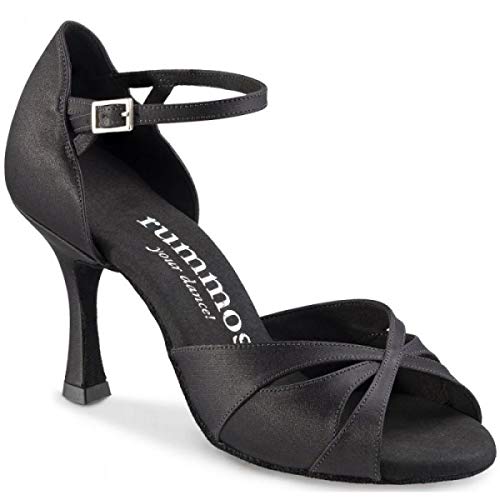 Rummos Damen Tanzschuhe R385 - Satin Schwarz - Medium (Normal) - 7 cm Flare - EUR 37 von Rummos