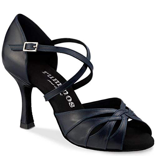 Rummos Damen Tanzschuhe R520 - Material: Leder - Farbe: Navy Blau - Weite: Medium (Normal) - Absatz: 70R Flare - Größe: EUR 38 von Rummos