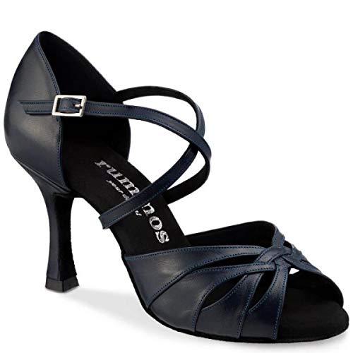 Rummos Damen Tanzschuhe R520 - Material: Leder - Farbe: Navy Blau - Weite: Medium (Normal) - Absatz: 70R Flare - Größe: EUR 39 von Rummos