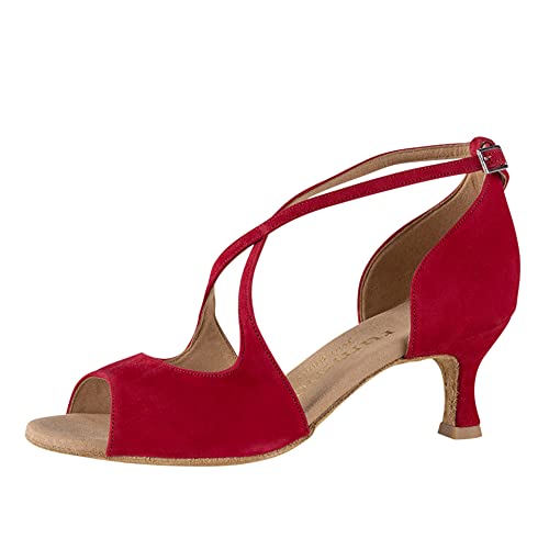 Rummos Damen Tanzschuhe R545 - Nubuck Rot - Medium (Normal) - 5 cm Flare - EUR 40 von Rummos