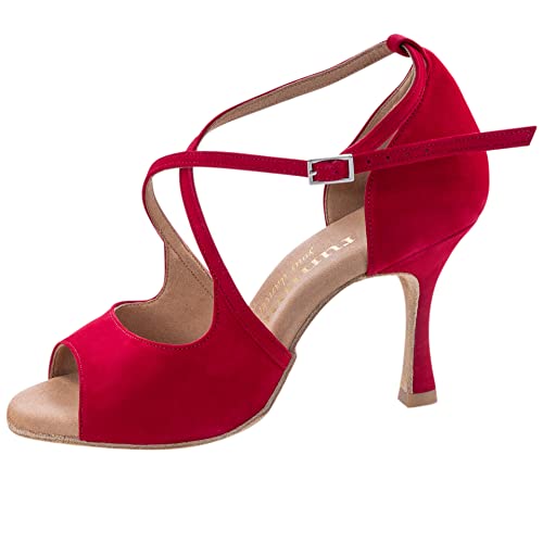 Rummos Damen Tanzschuhe R545 - Nubuck Rot - Medium (Normal) - 7 cm Flare - EUR 38 von Rummos