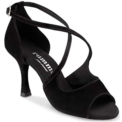 Rummos Damen Tanzschuhe R545 - Nubuck Schwarz - Medium (Normal) - 6 cm Flare - EUR 38 von Rummos