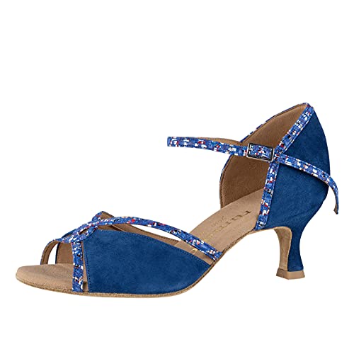 Rummos Damen Tanzschuhe R550 - Nubuck/Leder Indico Blue - Medium (Normal) - 5 cm Flare - EUR 37 von Rummos