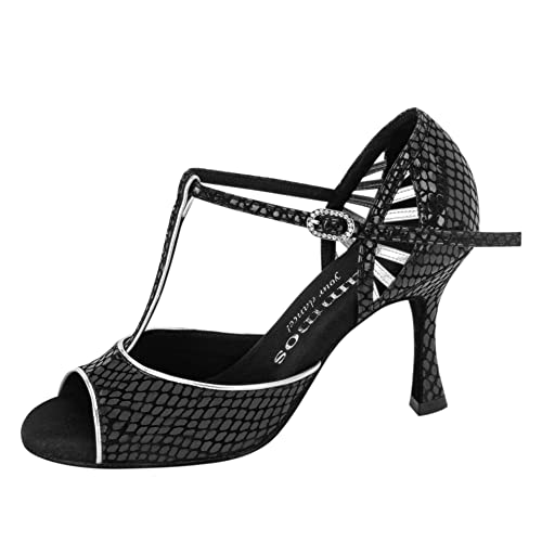 Rummos Damen Tanzschuhe Valentina - Leder Schwarz/Silber - Medium (Normal) - 7 cm Flare - EUR 40 von Rummos