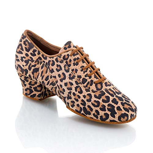 Rummos Damen Trainerschuhe R377 - Leder Leopard - Medium (Normalweite) - 4,5 cm Cuban Absatz - Made in Portugal (EU Schuhgrößensystem, Erwachsene, Damen, Numerisch, M, 39.5) von Rummos