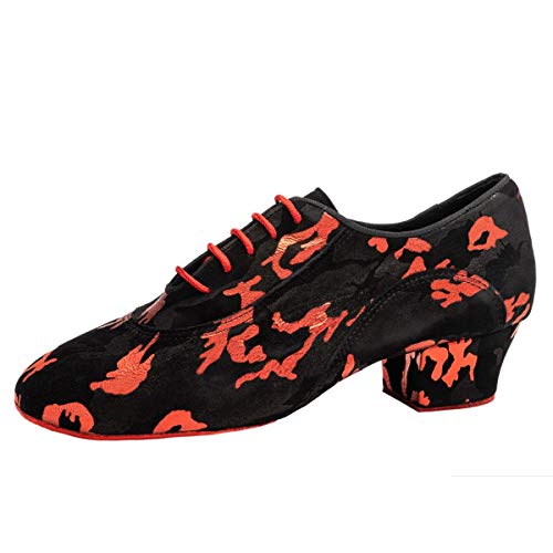 Rummos Damen Trainerschuhe R377 - Material: Leder/Nubuck - Farbe: Schwarz mit roten Flammen - Weite: Medium (Normal) - Absatz: 4,5 cm Cuban - Größe: EUR 36 von Rummos