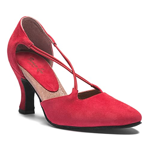 Rumpf Premium Line Handmade Gloria Damen Tanzschuhe Pumps Wildleder rot 40 von Rumpf