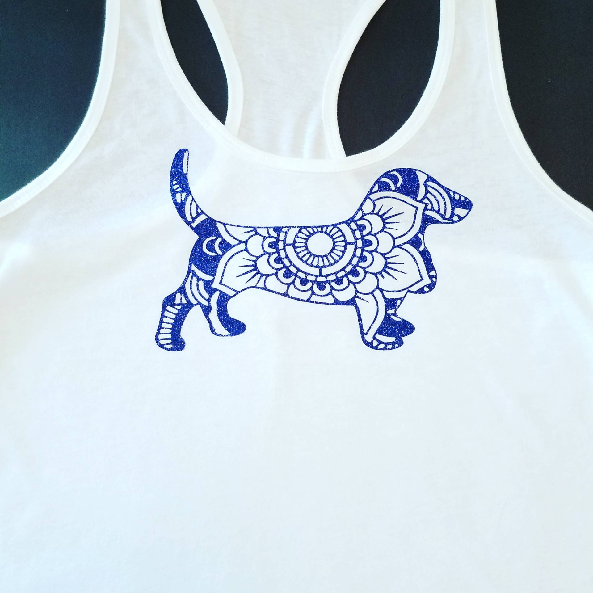 Blaue Glitter Frauen Racerback Tank Top von RumpuswearByBenny