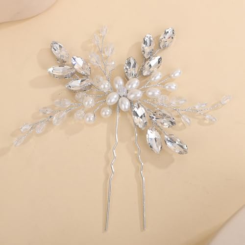 Rumtock Perlen-Haarnadeln mit Strasssteinen, Perlen, Hochzeit, Brautschmuck, Haarschmuck für besondere Anlässe, silberfarben von Rumtock
