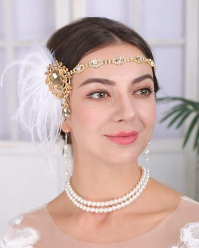 Rumtock Weißer Haarschmuck mit goldfarbener Strasskette für Damen und Mädchen Rumtock Weißer Haarschmuck mit goldfarbener Strasskette für Damen und Mädchen von Rumtock