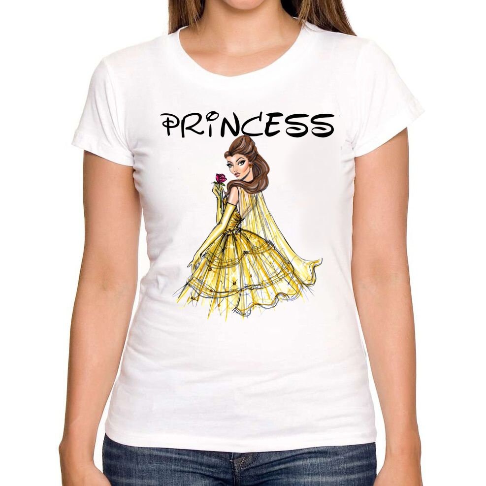 Belle Princess Frauen T-Shirt Weiß Kleidung Shirt Dame Kleines Mädchen Kleinkind von RumyBG