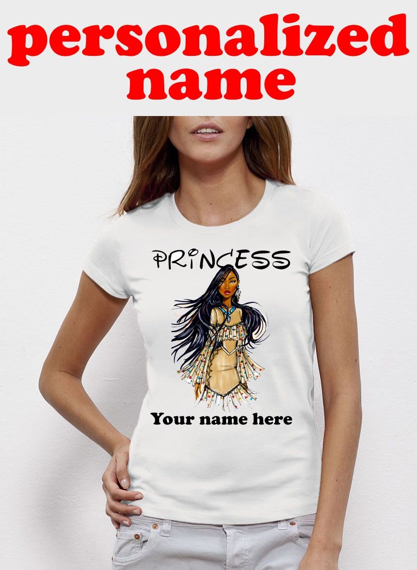 Pocahontas Prinzessin Personalisierter Name Frauen T-Shirt Personalisiert Name Weiß Kleidung Shirt Damen Mädchen Kleinkind von RumyBG