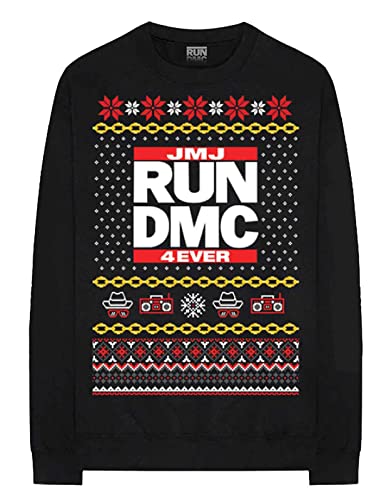 Run DMC Sweatshirt Christmas in Hollis Band Logo Nue offiziell Herren Schwarz M von Rockoff Trade