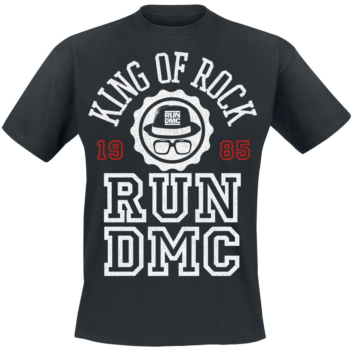 Run DMC T-Shirt - Collegiate - King Of Rock 1985 - S - für Männer - Größe S - schwarz  - Lizenziertes Merchandise! von Run DMC