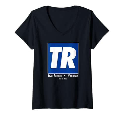 Damen TR Trail Running Lustiges Outdoor-Läufer Wandertraining T-Shirt mit V-Ausschnitt Damen TR Trail Running Lustiges Outdoor-Läufer Wandertraining T-Shirt mit V-Ausschnitt von Run The Ridge Athletics