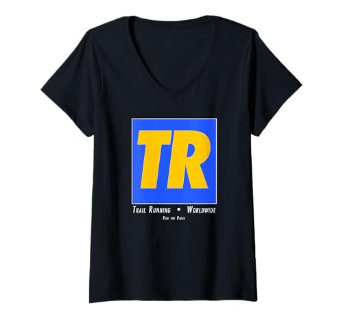 Damen TR Trail Running Lustiges Outdoor-Läufer Wandertraining T-Shirt mit V-Ausschnitt Damen TR Trail Running Lustiges Outdoor-Läufer Wandertraining T-Shirt mit V-Ausschnitt von Run The Ridge Athletics