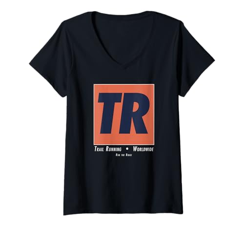 Damen Trailrunning TR Funny Runner Mountain-Ausdauerkunst T-Shirt mit V-Ausschnitt Damen Trailrunning TR Funny Runner Mountain-Ausdauerkunst T-Shirt mit V-Ausschnitt von Run The Ridge Athletics