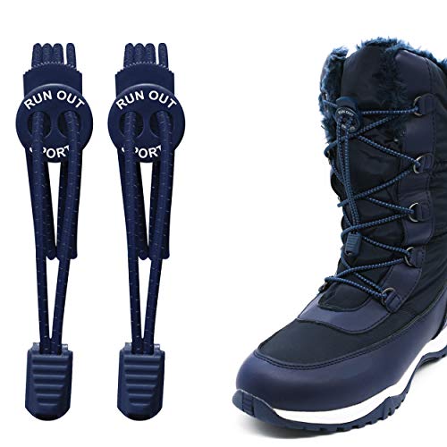 Run out sports elastische Schnürsenkel für Stiefel ohne binden 180cm Schuhbänder reflektierend Schnellverschluss für Kinder Erwachsene (Navy) von Run out sports