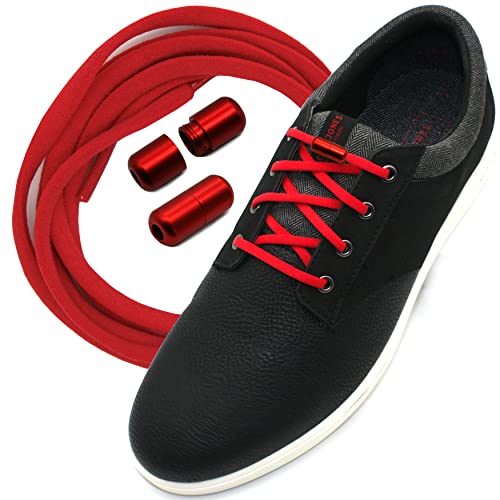 Run out sports Elastische Schnürsenkel ohne binden mit Metallkapseln rund Schuhbänder mit Schnellverschluss bunt Kinder Erwachsene (Intense Red) von Run out sports