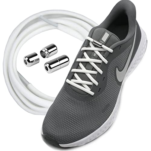 Run out sports Elastische Schnürsenkel ohne binden mit Metallkapseln rund Schuhbänder mit Schnellverschluss bunt Kinder Erwachsene (Lunar White) von Run out sports