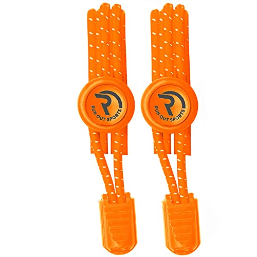 Run out sports Elastische Schnürsenkel ohne binden Schnellverschluss Gummi Schuhbänder reflektierend bunt für Kinder Senioren (Neon-Orange) von Run out sports