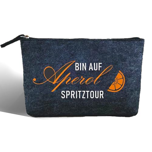 Kosmetiktasche Filz Damen Reise Tragbare Make-up-Taschen mit Reißverschluss Kulturtasche Schminktasche Geschenkidee Freundin Aperol Fan Aperol Geschenke JGA Geburtstag Party von RunFar shop