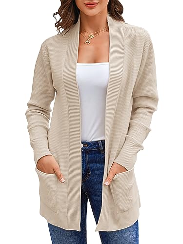 Runcati Damen Lange Strickjacke Classic Elegant Open Front Strick Cardigan Langarm Taschen Pullover Aprikose XL Runcati Damen Lange Strickjacke Classic Elegant Open Front Strick Cardigan Langarm Taschen Pullover Aprikose XL von Runcati