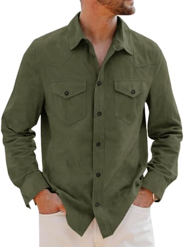 Runcati Hemd Herren Langarm Shirt Freizeithemd Langarmhemd Männer Hemden Regular Fit formelle Businesshemd Casual Herrenhemd mit Button-Down-Kragen Armeegrün XXL Runcati Hemd Herren Langarm Shirt Freizeithemd Langarmhemd Männer Hemden Regular Fit formelle Businesshemd Casual Herrenhemd mit Button-Down-Kragen Armeegrün XXL von Runcati