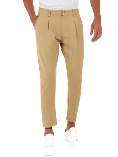 Runcati Herren Anzughosen Angenehme Praktische Hosen Casual Business Sommerhose Einfarbig Standhosen mit Taschen Khaki XX-Groß von Runcati