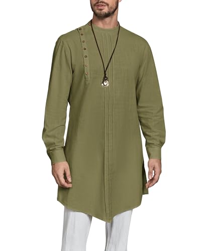 Runcati Herren Baumwolle Kaftan Langarm Oversized Gewand Casual Knopf Muslim Hemd Langarmeegrün Mittel Runcati Herren Baumwolle Kaftan Langarm Oversized Gewand Casual Knopf Muslim Hemd Langarmeegrün Mittel von Runcati