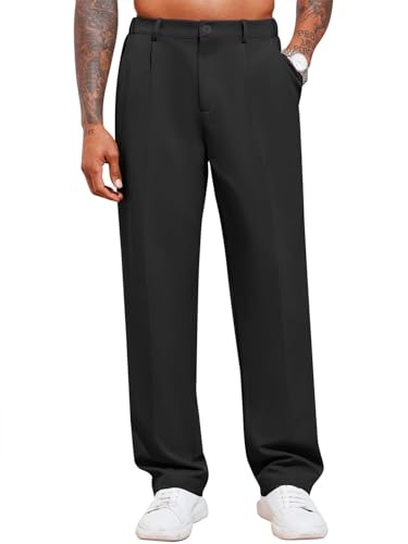 Runcati Herren Chino Hose Lockere Freizeithose Elegante Anzughose Stilvolle Stoffhose Männer Hosen für Business, Schwarz XL von Runcati