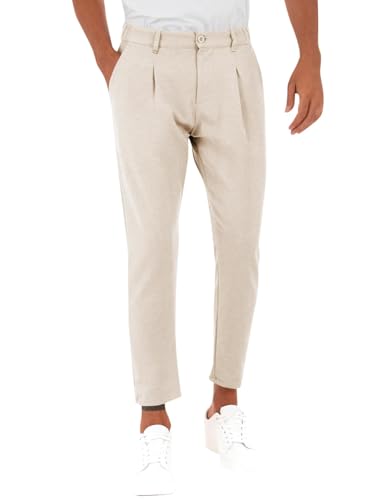 Runcati Herren Freizeithose Angenehme Praktische Hosen Casual Business Sommerhose Einfarbig Standhosen mit Taschen Beige XX-Groß von Runcati