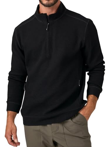 Runcati Herren Half Zip Sweatshirt Premium Funktionaler Stehkragen Pullover Lässig Langarmshirt Männer Polo Sweater Schwarz M von Runcati