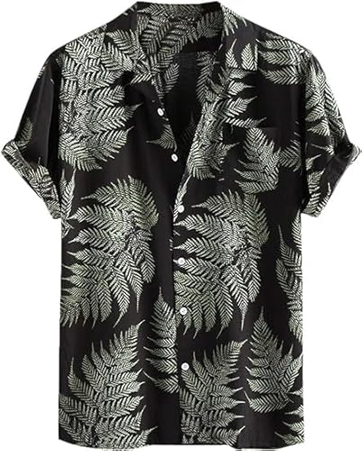 Runcati Herren Hawaiihemd Kurzarm Hemd Funky Sommerhemd Casual Strandhemd Button Down Freizeithemden Hawaii Urlaub Shirt Grün M von Runcati