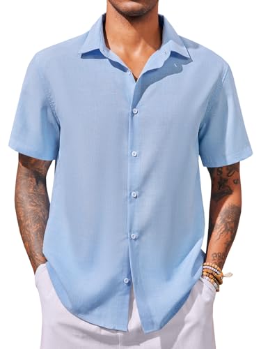 Runcati Herren Hemd Kurzarm Leinenhemd Sommer Freizeithemd Casual Shirt Strand Hemd Regular Fit Businesshemd Einfarbig Basic Shirt Blau XXL Runcati Herren Hemd Kurzarm Leinenhemd Sommer Freizeithemd Casual Shirt Strand Hemd Regular Fit Businesshemd Einfarbig Basic Shirt Blau XXL von Runcati