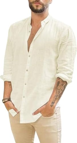 Runcati Herren Hemd Leinenhemd Langarm Sommer Strand Hemd Casual Regular Fit Freizeithemd Shirts Beige XXL Runcati Herren Hemd Leinenhemd Langarm Sommer Strand Hemd Casual Regular Fit Freizeithemd Shirts Beige XXL von Runcati