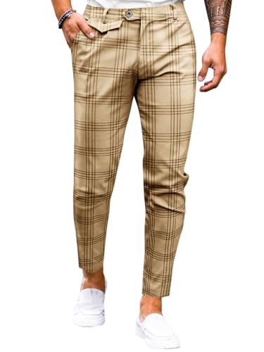 Runcati Herren Hose Chino Hose Business Slim Fit Hose Stretch Skinny Tapered Anzughose Freizeithose Gestreifte Stoffhose,Khaki,M Runcati Herren Hose Chino Hose Business Slim Fit Hose Stretch Skinny Tapered Anzughose Freizeithose Gestreifte Stoffhose,Khaki,M von Runcati