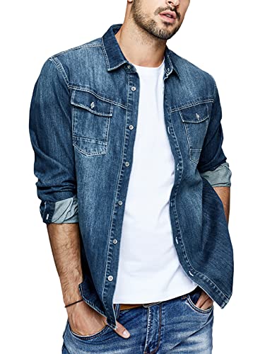 Runcati Herren Jeanshemd Langarm Denim Shirt Regular Fit Baumwolle Western Freizeithemd Leicht Übergangsjacke Dunkelblau L Runcati Herren Jeanshemd Langarm Denim Shirt Regular Fit Baumwolle Western Freizeithemd Leicht Übergangsjacke Dunkelblau L von Runcati