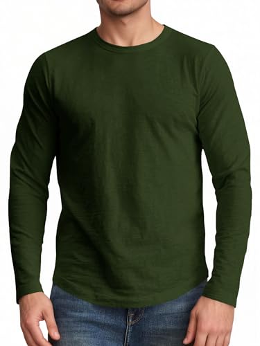Runcati Herren Langarmshirt Rundhals Langarm T-Shirt Einfarbig Regular Fit Oberteile Sport Freizeit Shirts Casual Basic Unterhemd Armeegrün XXL Runcati Herren Langarmshirt Rundhals Langarm T-Shirt Einfarbig Regular Fit Oberteile Sport Freizeit Shirts Casual Basic Unterhemd Armeegrün XXL von Runcati
