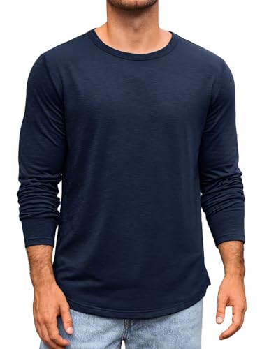 Runcati Herren Langarmshirt Rundhals Langarm T-Shirt Einfarbig Regular Fit Oberteile Sport Freizeit Shirts Casual Basic Unterhemd Dunkelblau XXL Runcati Herren Langarmshirt Rundhals Langarm T-Shirt Einfarbig Regular Fit Oberteile Sport Freizeit Shirts Casual Basic Unterhemd Dunkelblau XXL von Runcati