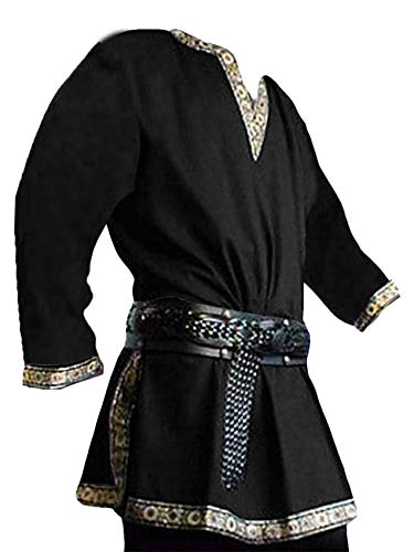 Runcati Herren Mittelalter Kostüm Renaissance Pirat Halloween Wikinger Tunika Ritter Cosplay Krieger LARP Hemden Schwarz L Runcati Herren Mittelalter Kostüm Renaissance Pirat Halloween Wikinger Tunika Ritter Cosplay Krieger LARP Hemden Schwarz L von Runcati