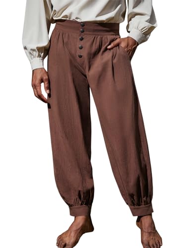 Runcati Herren Mittelalterliche Piratenhose Renaissance Wikinger Höschen Kolonial Halloween Baumwolle Gothic Kostüm Hose, Braun, X-Large Runcati Herren Mittelalterliche Piratenhose Renaissance Wikinger Höschen Kolonial Halloween Baumwolle Gothic Kostüm Hose, Braun, X-Large von Runcati