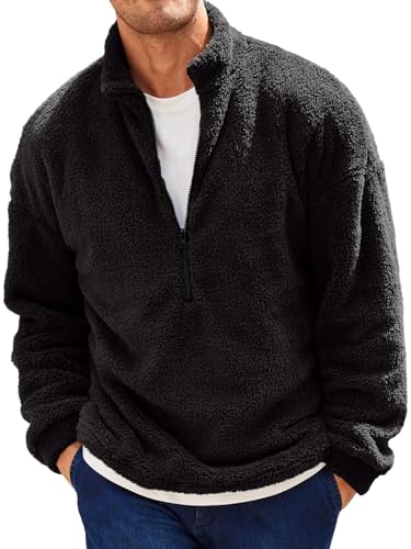 Runcati Herren Plüsch Pullover 1/4 Zip Teddy-Fleece Sweatshirt Fuzzy Sherpa Oberteile Leichte Casual Basic Pulli Tops Herbst Winter Schwarz M Runcati Herren Plüsch Pullover 1/4 Zip Teddy-Fleece Sweatshirt Fuzzy Sherpa Oberteile Leichte Casual Basic Pulli Tops Herbst Winter Schwarz M von Runcati