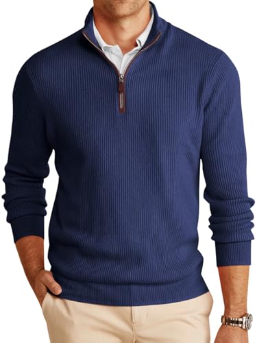 Runcati Herren Pullover 1/4 Zip Mock Neck Strickpullover Leichter Turtleneck Feinstrick Sweater Männer Winter Basic Polo Pulli Dunkelblau XXL Runcati Herren Pullover 1/4 Zip Mock Neck Strickpullover Leichter Turtleneck Feinstrick Sweater Männer Winter Basic Polo Pulli Dunkelblau XXL von Runcati