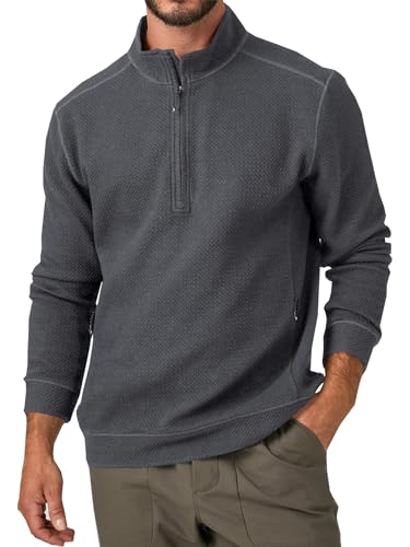 Runcati Herren Half Zip Sweatshirt Premium Funktionaler Stehkragen Pullover Lässig Langarmshirt Männer Polo Sweater Dunkelgrau L von Runcati