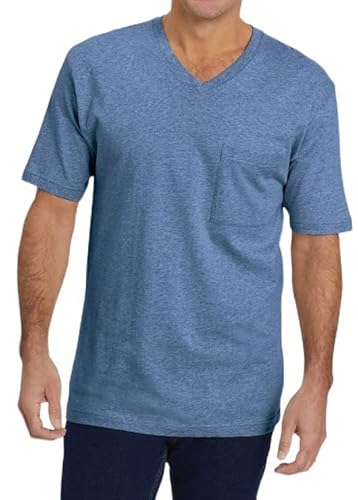 Runcati Herren T-Shirt mit V-Ausschnitt Einfarbig Regular Fit Unterhemd Basic Kurzarm Unterziehshirt Blau L von Runcati