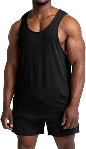 Runcati Herren Tank Top Ärmelloses Muskelshirts Gym Sport Unterhemd Fitness Baumwolle Shirt mit Rundhals Schwarz M von Runcati