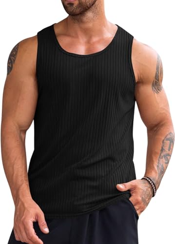 Runcati Herren Tank Top Fitness Muskelshirt Gym Achselshirts Workout Tankshirt Bodybuilding Ärmelloses Shirt Sport Unterhemden Schwarz XL von Runcati