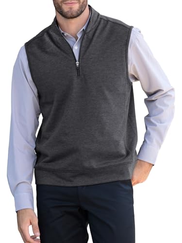 Runcati Herren Weste Ärmellos Stehkragen Freizeit Weste Golf Camping Wandern Weste Lässige Oberteile Pullover für Männer, Dunkelgrau XL von Runcati