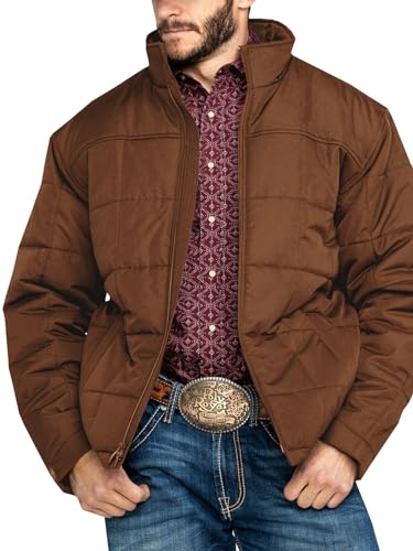 Runcati Herren Winterjacke Leichtgewicht Windproof Puffer Jacke Full Zip Up Puffy Coat für Schnee Ski Wandern Reisen Braun XXL von Runcati